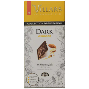Villars Swiss Dark Chocolate with Almonds - 3.5 oz bar