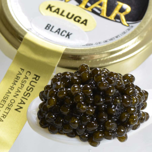 Kaluga Fusion Sturgeon Caviar, Black - Malossol, Farm Raised - 1 oz, glass jar