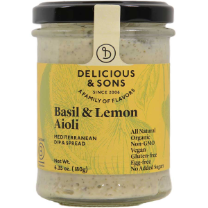 Delicious And Sons Aioli Spread with Basil and Lemon, Organic - 6.35 oz jar - $11.86 at GourmetFoodStore.com