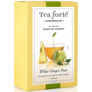 Tea Forte White Ginger Pear White Tea - Pyramid Box, 6 Infusers - 6 Infusers Pyramid Box