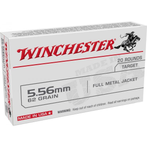 Winchester USA Rifle Ammunition 5.56mm 62 gr. FMJ 3100 fps 20/ct