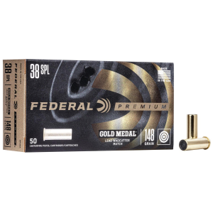 Federal Premium Gold Medal Handgun Ammunition .38 Spl 148 gr LWC 690 fps 50/box