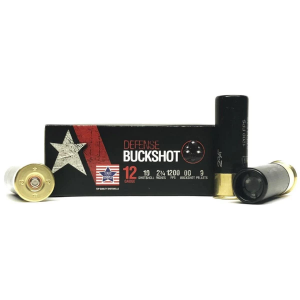 PPU Stars & Stripes Defense Buckshot Shotshells 12ga 2-3/4" 9-pellet 1200 fps 00 250/ct Case (25 Boxes)