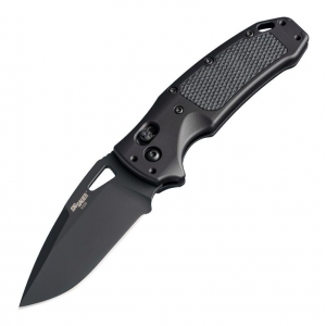 Hogue SIG K320 AXG Pro Folding Knife 3.5" Drop Point - Black Cerakote Finish - Matte Black Alum Frame & Solid Black G10 Insert
