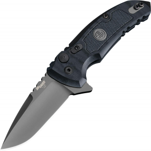 Hogue SIG X1-MicroFlip Tactical Flipper: 2.75" Drop Point Blade - Grey Cerakote Finish, Solid Black G10 Frame