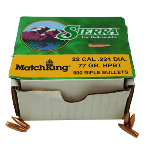 Sierra MatchKing Long Range Specialty Bullets .22 cal .224" 77 gr HPBT MATCH 500/ct
