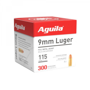 Aguila Handgun Ammuntion 9mm Luger 115 gr FMJ 1150 fps  300/ct