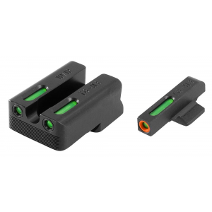 Truglo TFX Pro Tritium/Fiber-Optic Day/Night Sights Fit Novak LoMount cut .260 front / .450 rear - Orange Outline Front/Rear Green