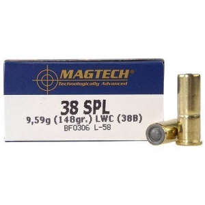 MagTech Handgun Ammunition .38 Spl 148 gr LWC 710 fps 50/box