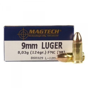 MagTech Handgun Ammunition 9mm Luger 124 gr FMJ 1109 fps 50/ct