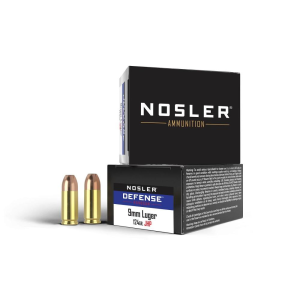 Nosler Bonded Performance Defense Handgun Ammunition 9mm Luger (+P) 124 gr Bond-JHP 1200 fps 20/ct