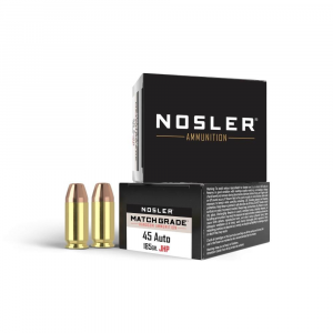 Nosler Match Grade Handgun Ammo .45 ACP 185 gr JHP 20/box