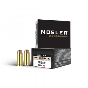 Nosler Match Grade Handgun Ammo .40 S&W 150 gr JHP 20/box