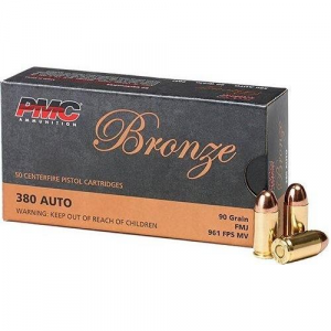 PMC Bronze Handgun Ammunition .380 ACP 90 gr FMJ 920 fps 50/ct
