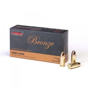 PMC Bronze Handgun Ammunition 9mm Luger 115 gr FMJ 1150 fps 50/ct