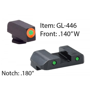 Ameriglo Spartan Operator Tritium Night Sight Set for Glock 17-39 Front - Green/Front Outline - Orange/Rear - Green/Rear Outline - Black