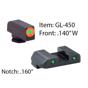 Ameriglo Spartan Operator Night Sight Set for Glock 42-43 / Front Tritium - Green / Front Outline - Orange / Rear Tritium - Green / Rear Outline - Bla