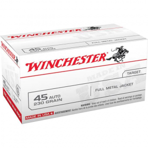 Winchester USA Handgun Ammunition 45 Auto 230 gr. FMJ 835 fps 100/ct