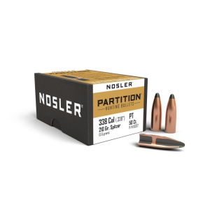 Nosler Nosler Partition Rifle Bullets .338 cal .338" 210 gr SPT 50/ct - $103.49 at Natchez Shooting & Outdoors
