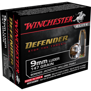 Winchester PDX1 Defender Handgun Handgun Ammunition 9mm Luger 147 gr. JHP 20/ct