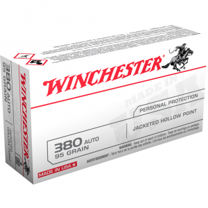 Winchester USA Handgun Ammunition .380 ACP 95 gr. JHP 955 fps 50/ct
