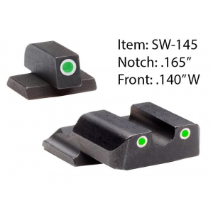 Ameriglo Classic Style Night Sight Set for S&W M&P Shield / Front Tritium - Green / Front Outline - White / Rear Tritium - Green / Rear Outline  White
