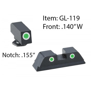 Ameriglo Classic Tritium Night Sight Set  3-Dot for Glock 20, 21, 29, 30, 31, 32, 36, 40, 41