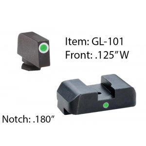 Ameriglo Tritium i-Dot Night Sight for Glock 17-39 / Front Tritium - Green / Front Outline - White / Rear - Green, Square Notch