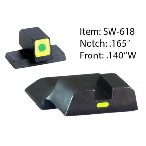 Ameriglo CAP Tritium Night Sights for S&W M&P Shield / Front Tritium - Green / Front Outline - LumiGreen / Style - CAP / Rear Paint Bar - LumiGreen