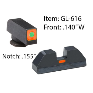 Ameriglo Ameriglo Glock CAP Sight Set For Glock 17, 19, 22, 23, 24, 26, 27, 33, 34, 35, 37, 38, 39 - Green Tritium Orange Sq Outline Front/Rear - $59.49 at Natchez Shooting & Outdoors