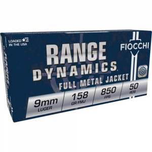 Fiocchi Pistol Shooting Dynamics Handgun Ammunition 9mm Luger 158 gr. FMJ 850 fps 50/ct