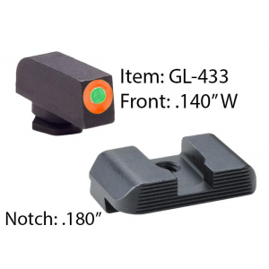 Ameriglo Hackathorn Sight Set for Glock 17-39 Front Tritium - Green / Front Outline - Orange / Rear - Black Serrated