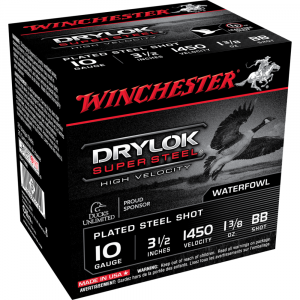 Winchester Supreme High-Velocity Drylok Super Steel Waterfowl 10 ga 3-1/2" MAX 1-3/8 oz #BB 1450 fps 25/ct