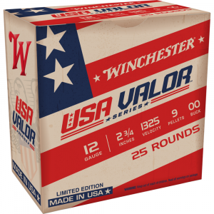 Winchester USA Valor Shotshells 12ga 2-3/4" 9 plts 1325 fps #00 25/ct