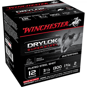 Winchester Super-X Drylok Super Steel Shotshells 12 ga 3-1/2" 1-9/16 oz 1300 fps #2 25/ct