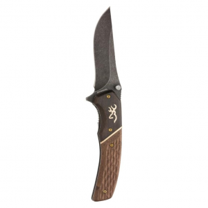 Browning Buckmark Hunter Liner Lock Knife Hardwood Scales - Large - 3-1/2" Blade Black