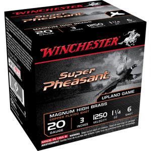 Winchester Super-X Super Pheasant Shotshells 20 ga 3" 1-1/4 oz 1250 fps #6 25/ct