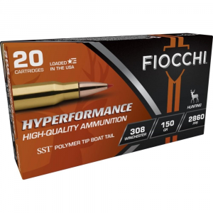 Fiocchi Hyperformance Hunt Rifle Ammunition .308 Win 150 gr SST 2860 fps 20/ct