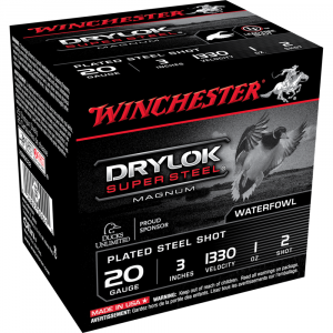 Winchester Super-X Drylok Super Steel Shotshells 20 ga 3" 1 oz 1330 fps #2 25/ct