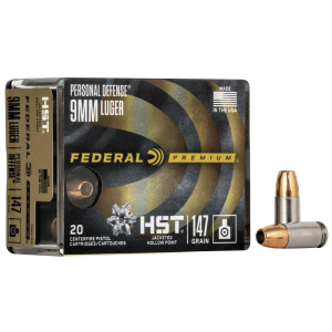Federal Personal Defense HST Handgun Ammunition 9mm Luger 147 gr. JHP 1000 fps 20/ct