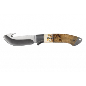 Sarge Knives Terrain Fixed Blade Knife 3-1/2" Gut Hook Wood & Stag