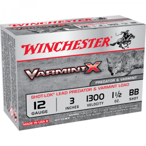 Winchester Varmint X Shot-Lok Shotshells 12 ga 3" 1-1/2 oz 1300 fps BB 10/ct