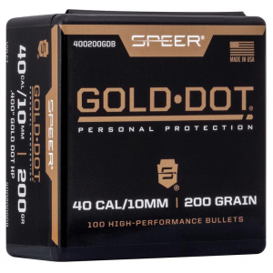 Speer Gold Dot Handgun Bullets 10mm .400" 200gr 100/pk