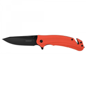 Kershaw Barricade Rescue Folding Knife 3-1/2" Drop Point Blade Orange with Carbide Glassbreaker Tip and Seatbelt Cutter