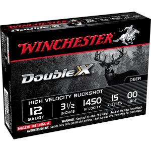 Winchester Double X High-Velocity Buckshot Shotshell 12 ga 3-1/2" 15 plts #00 1450 fps 5/ct