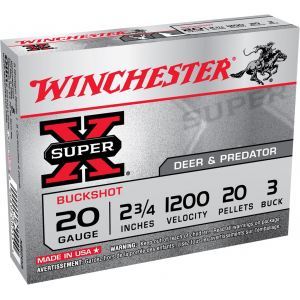 Winchester Super X Buckshot Shotshells 20 ga 2-3/4" 1200 fps #3 15/ct