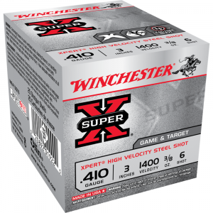 Winchester Xpert Steel Shotshells .410 ga 2-3/4" 3/8 oz 1400 fps #6 25/ct
