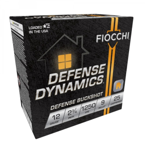 Fiocchi Defense Shotshells 12ga 2-3/4" 9 Pellet 1250 fps #00 25/ct
