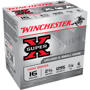 Winchester Super-X High-Brass Shotshells 16 ga 2-3/4" 1-1/8 oz 1295 fps #6 25/ct