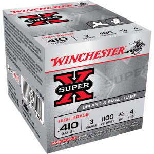 Winchester Super-X High-Brass Shotshells .410 ga 3" MAX 3-3/4 oz 1100 fps #4 25/ct